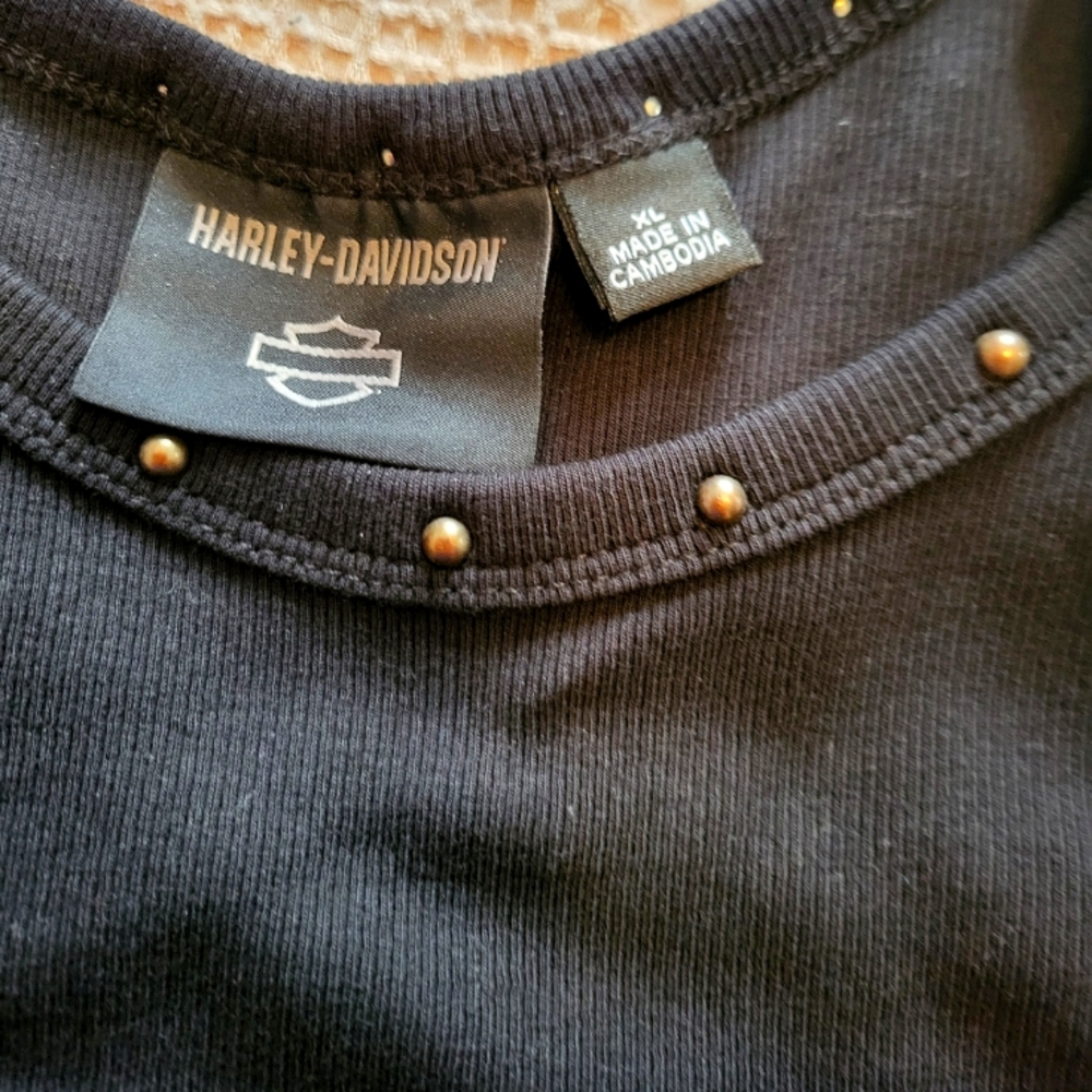 Harley-Davidson Black Sleeveless Top with Stud Accents, Never Worn.